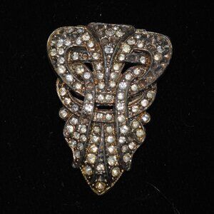 Vintage Art Deco Paste Rhinestone Dress / Fur / Scarf Clip